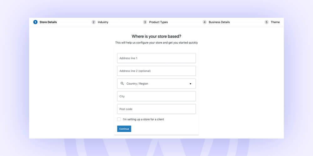 setting store on woocommerce